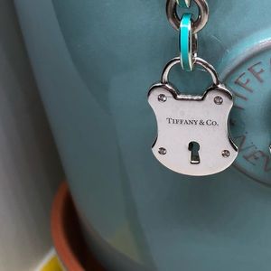 Tiffany & Co 925 Diamond Emblem Lock Charm Likenew